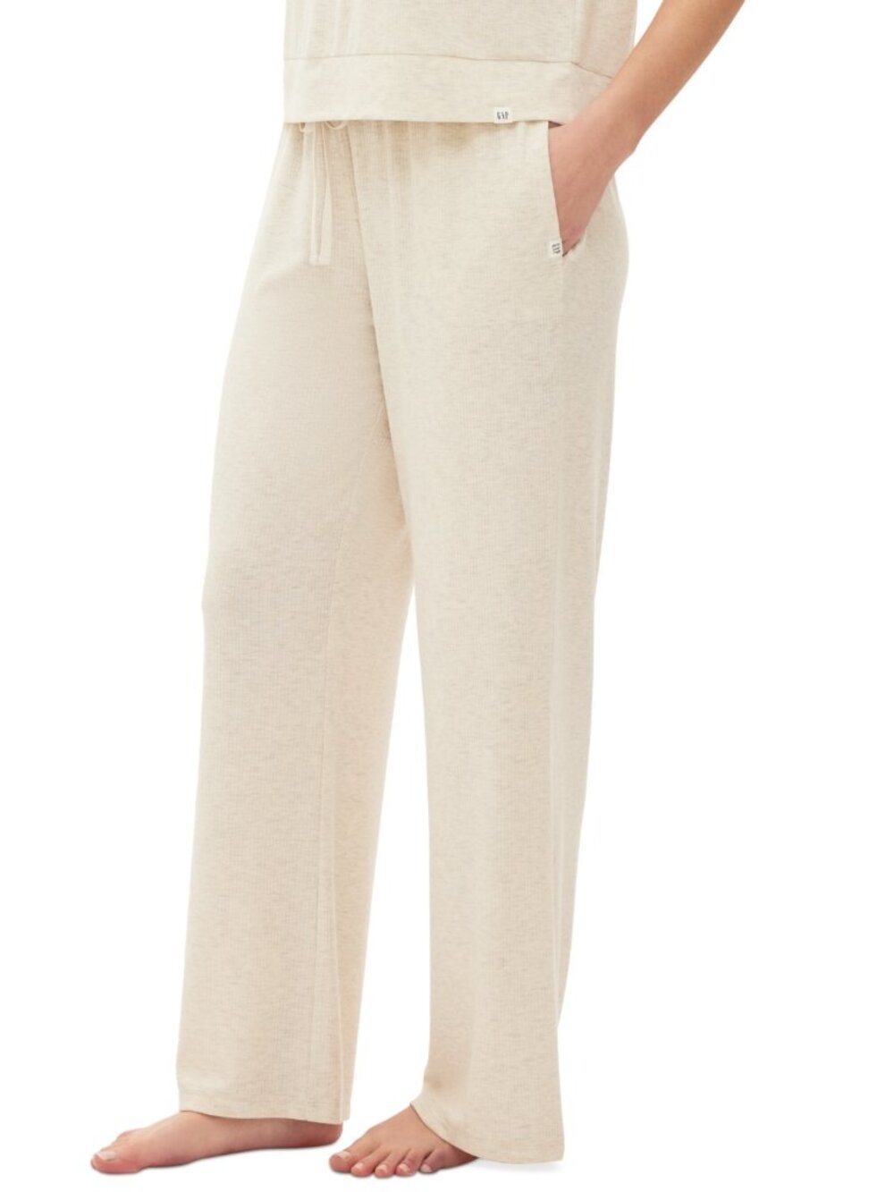 #2203 Gap GapBody Women's Ribbed Drawstring Pajama Pants - Oatmeal